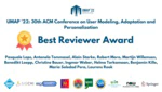 Best Reviewer Award at UMAP 2022