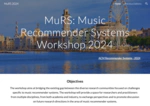 2nd Music Recommender Systems Workshop (MuRS 2024)