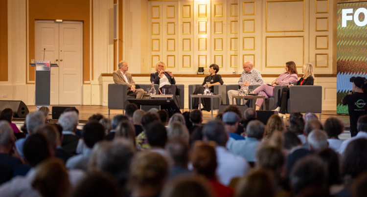 Left to right: Panel with cultural scientist and art historian Wolfgang Ullrich, writer Nina George, moderator Claudia Zettel, Paul Nemitz, European Commission, Marlies Wirth, MAK --Museum of Applied Arts Vienna and Christine Bauer, Paris Lodron University Salzburg. Image credit: **BMKÖS/HBF/D. Trippolt**, 2024.
[CC BY-ND 4.0](https://creativecommons.org/licenses/by-nd/4.0/)