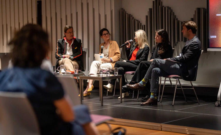 Left to right: Panel with Alexander Dumreicher-Ivanceanu, FAMA---Film and Music Austria, Christina Maaß, UNSECO Commission, Christine Bauer, Paris Lodron University Salzburg, Transmedia artist S()fia Braga, Patrick Ager, Bertelsmann. Image credit: **BMKÖS/HBF/D. Trippolt**, 2024.
[CC BY-ND 4.0](https://creativecommons.org/licenses/by-nd/4.0/)