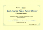 Women in RecSys Journal Paper of the Year Award 2024