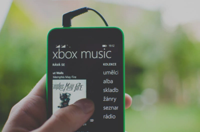 Close up of a phone with the Xbox music application on the screen